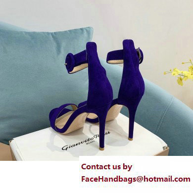 Gianvito Rossi Heel 10.5cm Portofino Sandals with Buckle-covered Anklet Strap Suede Purple 2023
