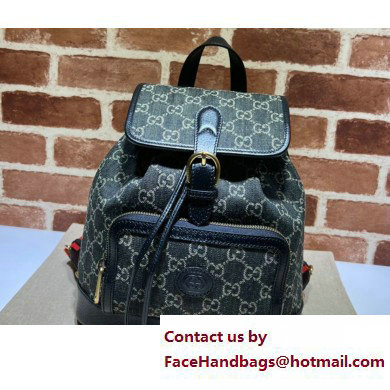 Gucci Backpack bag with Interlocking G 674147 Denim Black 2023