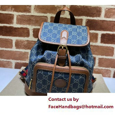 Gucci Backpack bag with Interlocking G 674147 Denim Blue 2023 - Click Image to Close
