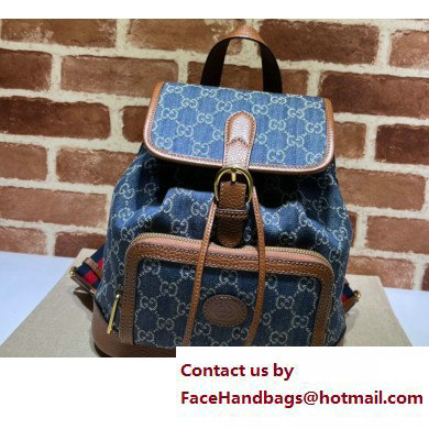 Gucci Backpack bag with Interlocking G 674147 Denim Blue 2023