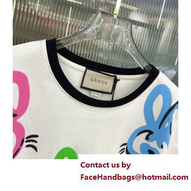Gucci Bunny print cotton jersey cropped T-shirt 723569 2023