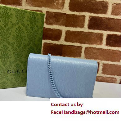 Gucci GG Marmont Chain Wallet 497985 Resin Hardware Blue 2023