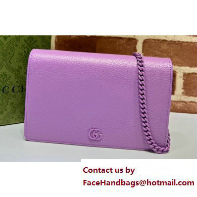 Gucci GG Marmont Chain Wallet 497985 Resin Hardware Purple 2023