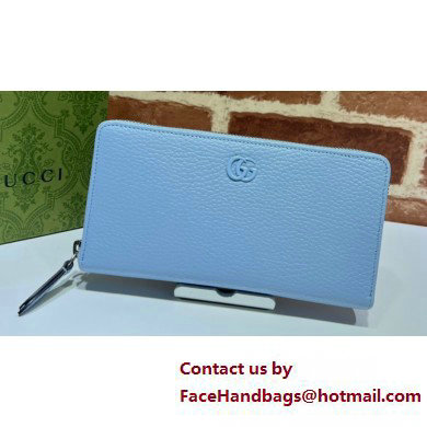 Gucci GG Marmont zip around Wallet 456117 Resin Hardware Blue 2023