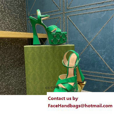 Gucci Heel 15.5cm Platform 6cm Interlocking G studs Sandals 719843 Green 2023