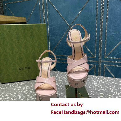 Gucci Heel 15.5cm Platform 6cm Interlocking G studs Sandals 719843 Pink 2023