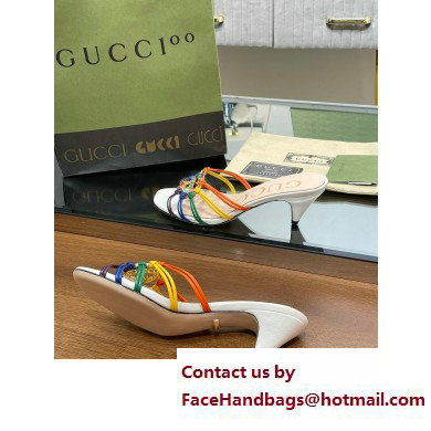 Gucci Heel 4.5cm Slide Sandals Multicolor with crystals Interlocking G 2023