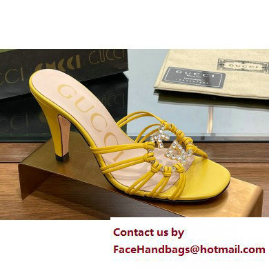 Gucci Heel 9cm Slide Sandals Yellow with crystals Interlocking G 2023 Gucci Heel 9cm Slide Sandals Yellow with crystals Interlocking G 2023