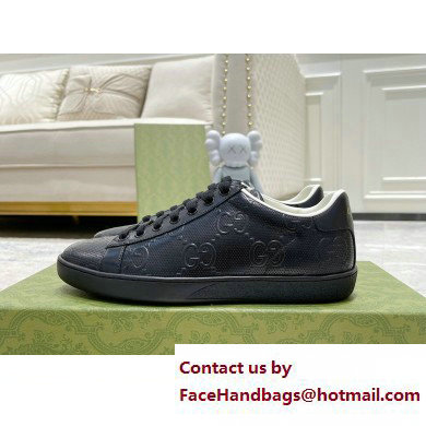 Gucci ace gg embossed sneaker black 2023