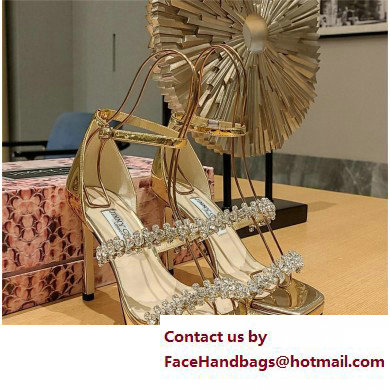Jimmy Choo Bing 105 crystal-embellished leather sandals gold 2023