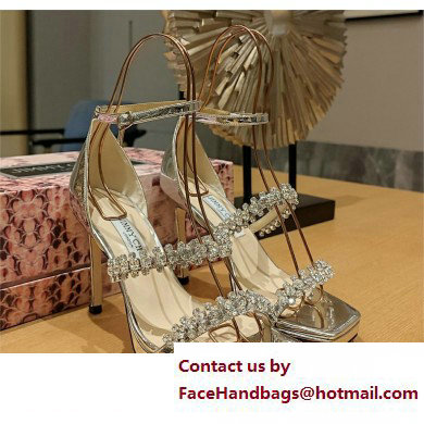 Jimmy Choo Bing 105 crystal-embellished leather sandals silver 2023