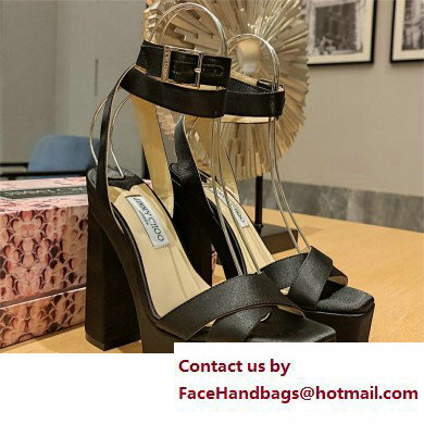 Jimmy Choo Gaia 140 satin platform sandals black 2023