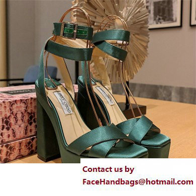 Jimmy Choo Gaia 140 satin platform sandals green 2023