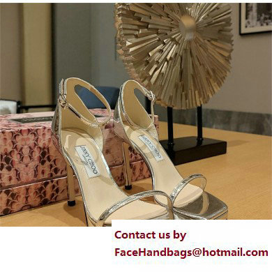 Jimmy Choo alva 120 metallic leather sandals silver 2023