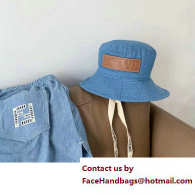 LOEWE BLUE Frayed fisherman hat in denim and calfskin 2023
