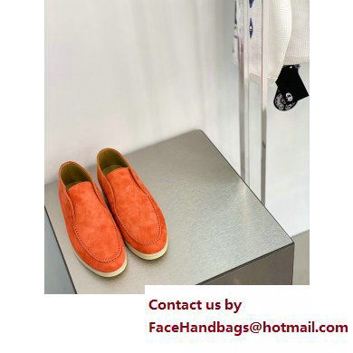 Loro Piana Open Walk Suede Ankle Boots orange