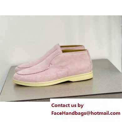 Loro Piana Open Walk Suede Ankle Boots pink