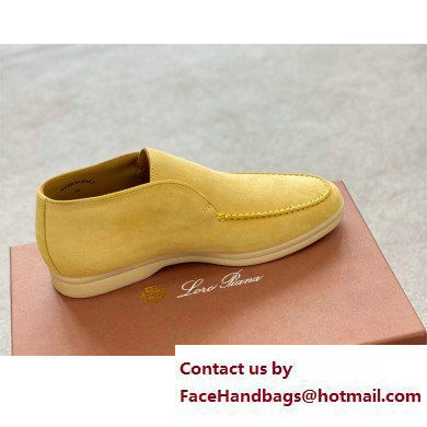 Loro Piana Open Walk Suede Ankle Boots yellow