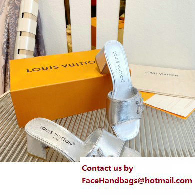 Louis Vuitton Heel 5.5cm Shake Mules in Metallic lambskin Silver 2023
