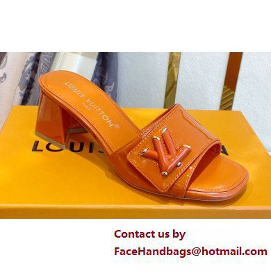 Louis Vuitton Heel 5.5cm Shake Mules in Patent calf leather Orange 2023