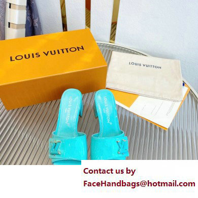 Louis Vuitton Heel 5.5cm Shake Mules in Patent calf leather Turquoise Green 2023 - Click Image to Close