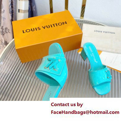 Louis Vuitton Heel 5.5cm Shake Mules in Patent calf leather Turquoise Green 2023