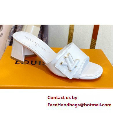 Louis Vuitton Heel 5.5cm Shake Mules in Patent calf leather White 2023