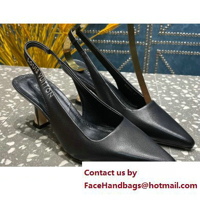 Louis Vuitton Heel 7cm Sparkle Slingback Pumps in leather Black 2023