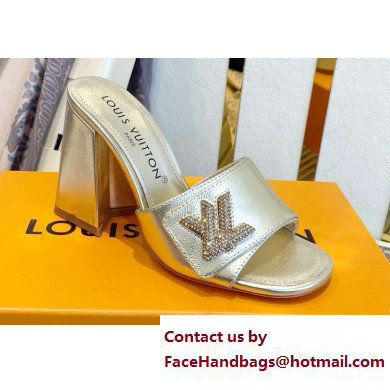 Louis Vuitton Heel 8.5cm Shake Mules in Metallic lambskin Gold 2023 - Click Image to Close