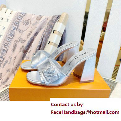 Louis Vuitton Heel 8.5cm Shake Mules in Metallic lambskin Silver 2023 - Click Image to Close