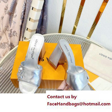 Louis Vuitton Heel 8.5cm Shake Mules in Metallic lambskin Silver 2023 - Click Image to Close