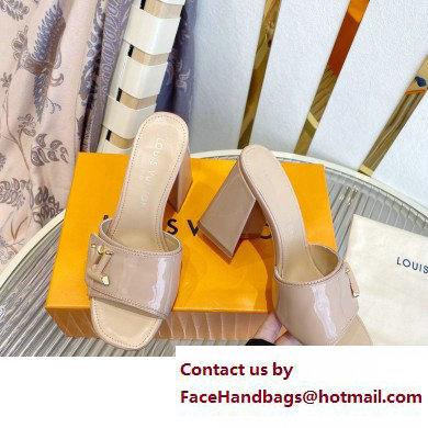 Louis Vuitton Heel 8.5cm Shake Mules in Patent calf leather Nude 2023 - Click Image to Close