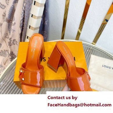 Louis Vuitton Heel 8.5cm Shake Mules in Patent calf leather Orange 2023