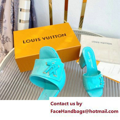 Louis Vuitton Heel 8.5cm Shake Mules in Patent calf leather Turquoise Green 2023