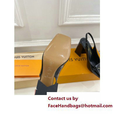Louis Vuitton Heel 8.5cm Shake Slingback Pumps in Patent calf leather Black 2023