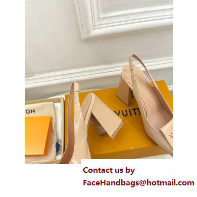 Louis Vuitton Heel 8.5cm Shake Slingback Pumps in Patent calf leather Nude 2023 - Click Image to Close