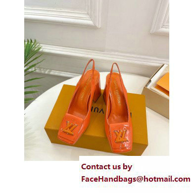 Louis Vuitton Heel 8.5cm Shake Slingback Pumps in Patent calf leather Orange 2023