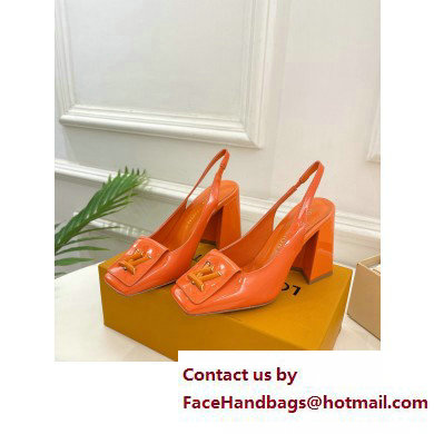 Louis Vuitton Heel 8.5cm Shake Slingback Pumps in Patent calf leather Orange 2023 - Click Image to Close