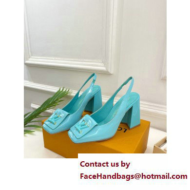 Louis Vuitton Heel 8.5cm Shake Slingback Pumps in Patent calf leather Turquoise Green 2023