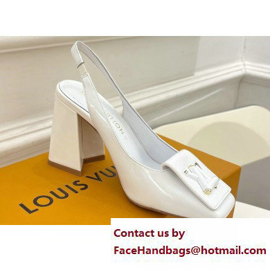 Louis Vuitton Heel 8.5cm Shake Slingback Pumps in Patent calf leather White 2023 - Click Image to Close