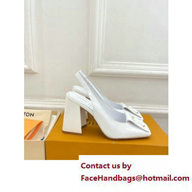 Louis Vuitton Heel 8.5cm Shake Slingback Pumps in Patent calf leather White 2023 - Click Image to Close