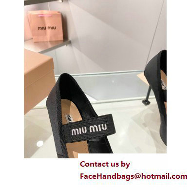 Miu Miu heel 9.5cm Satin pumps black 2023 - Click Image to Close