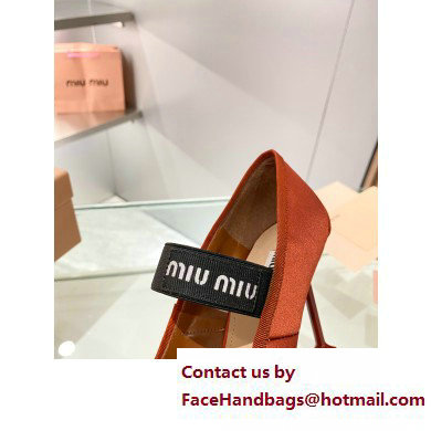 Miu Miu heel 9.5cm Satin pumps cocoa brown 2023 - Click Image to Close