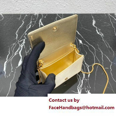 Prada Cardholder with shoulder strap and crystals Bag 1MR024 Gold 2023 - Click Image to Close