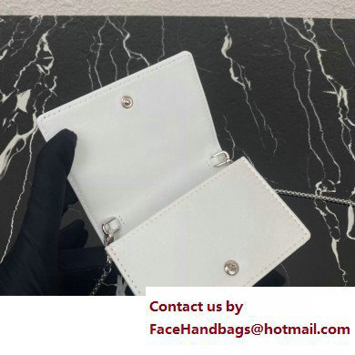 Prada Cardholder with shoulder strap and crystals Bag 1MR024 White 2022 - Click Image to Close
