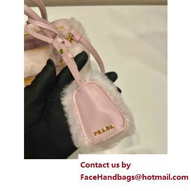 Prada Galleria Shearling Mini Bag 1BA906 PINK 2023