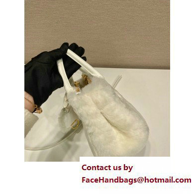 Prada Galleria Shearling Mini Bag 1BA906 white 2023