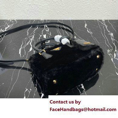 Prada Galleria Shearling Mini bag 1BA906 Black 2023