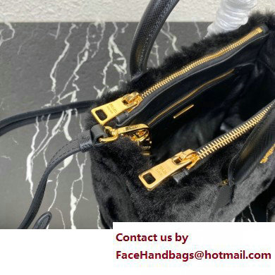 Prada Galleria Shearling Mini bag 1BA906 Black 2023