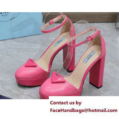 Prada Heel 12.5cm platform 2.5cm Ankle-Strap Pumps Patent Pink 2023 Prada Heel 12.5cm platform 2.5cm Ankle-Strap Pumps Patent Pink 2023